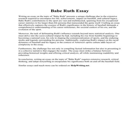 Babe Ruth Essay | PDF