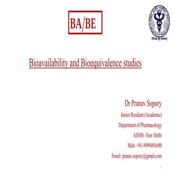 Bioavailability and Bioequivalence Studies