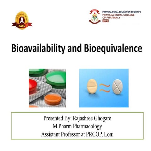 Bioavailability & Bioequivalence  Studies- Definitions, Methods  of Measureme...