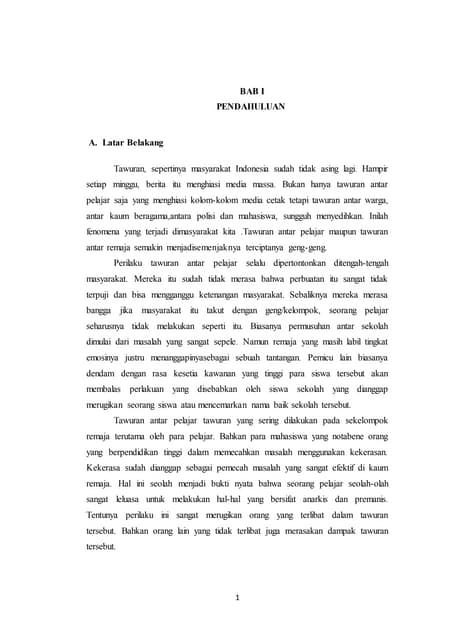 Makalah Penanganan Tawuran Di Kalangan Siswa