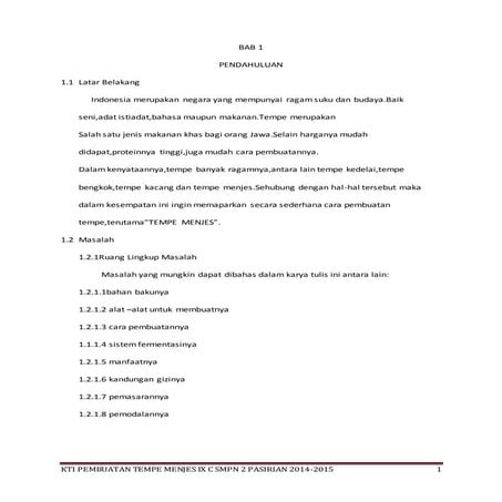 BAB I - IV (PEMBUATAN TEMPE MENJES) ARDISIA DKK