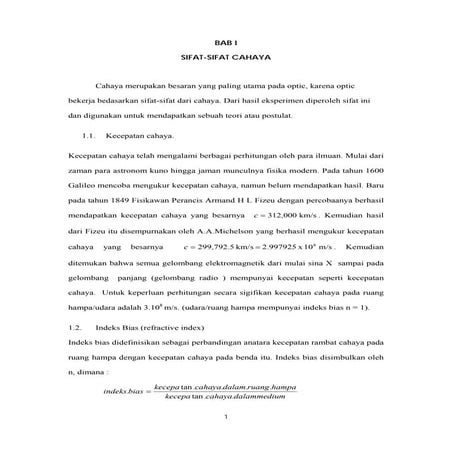 Bab i. sifat sifat cahaya