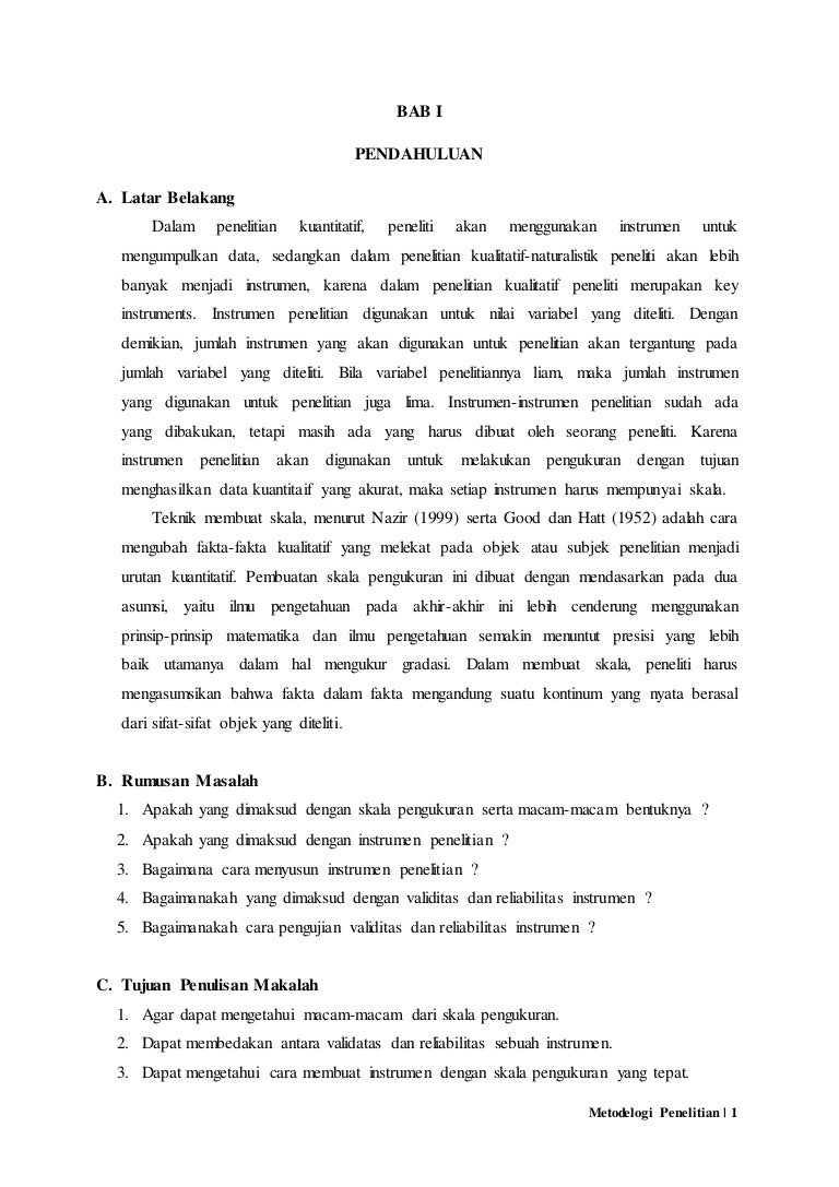 Makalah Tentang Skala Pengukuran Dan Instrumen Penelitian