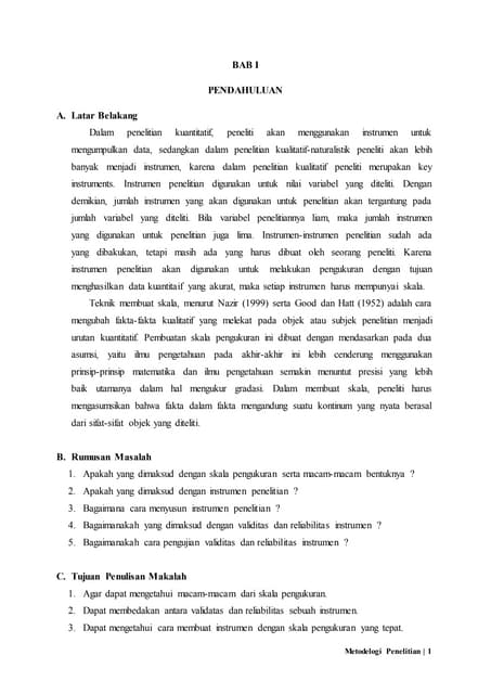Instrumentasi Dan Penskalaan Metode Penelitian