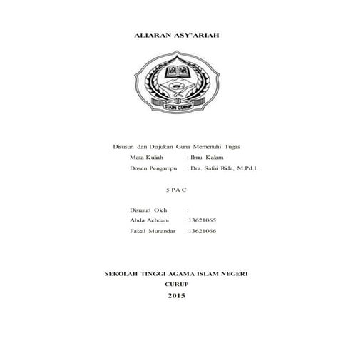 Aliran Asy'ariah | DOCX