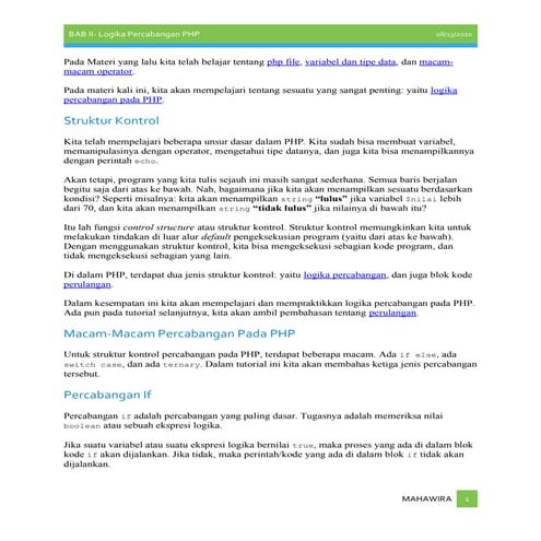 Bab II  -  Pernyataan Kondisi Bercabang