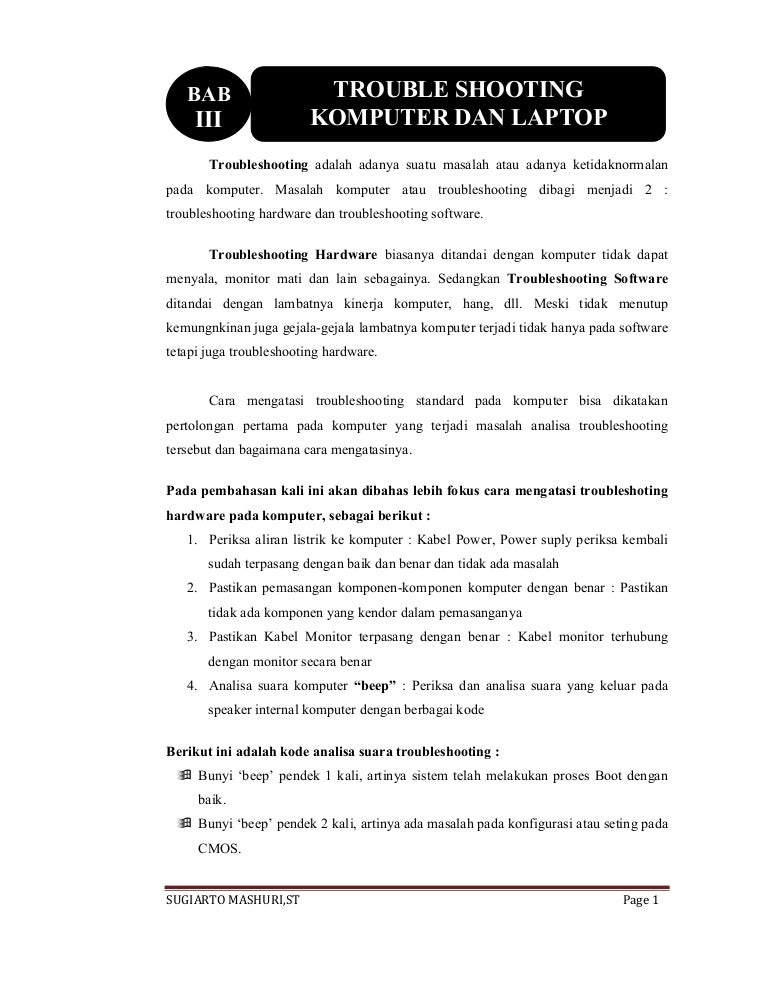 troubleshooting komputer dan laptop troubleshooting komputer dan laptop