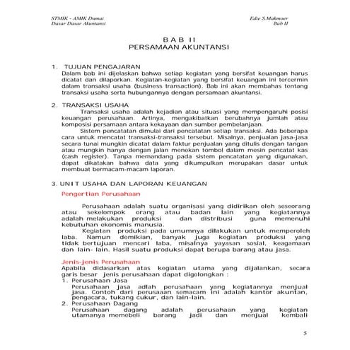 Bab ii persamaan akuntansi