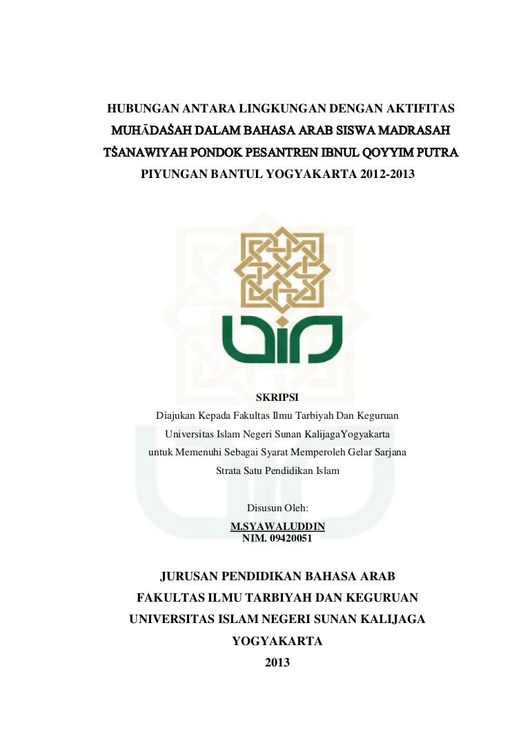 Proposal Skripsi Analisis Pengajarang Bahasa Arab Melalui Buku Paket Dalam Meningkatkan Kemahiran Berbicara Maharat Al Kalam Di Kelas X Man 2 Wates Kulonprogo