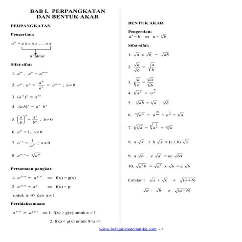 Bab i perpangkatan dan bentuk akar