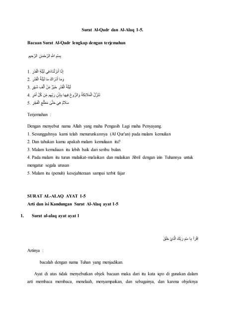 PDF AL ALAQ KELAS 3 TENTANG SURAH AL ALAQ | PPTX