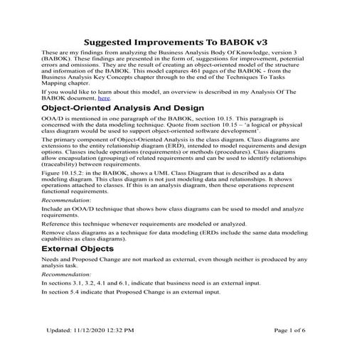 BABOK Suggestions And Recommendations.pdf