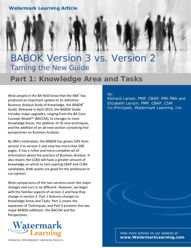 Babok Version 3 Vs Version 2