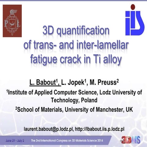 3D quantification of trans- and inter-lamellar fatigue crack in Ti alloy
