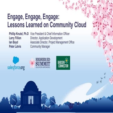 Engage Engage Engage: Lessons Learned on Community Cloud