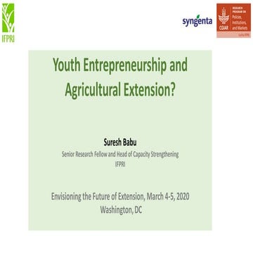 Youth Entrepreneurship and Agricultural Extension?