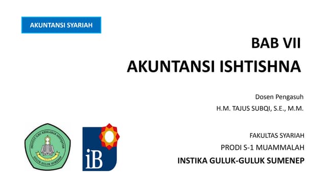 Bab vii akuntansi istisna