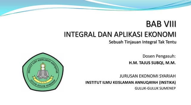 Bab viii  integral tak tentu