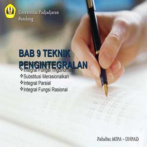 Bab 9. Teknik Pengintegralan ( Kalkulus 1 )