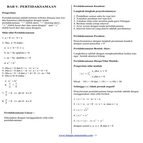 Bab v pertidaksamaan