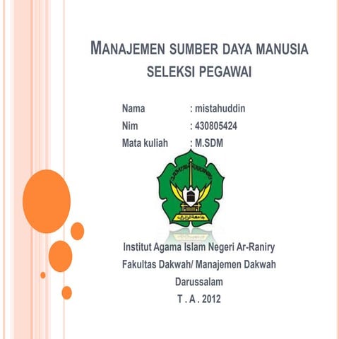 Bab V Seleksi Pegawai