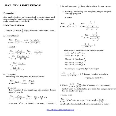 Bab xiv  limit fungsi