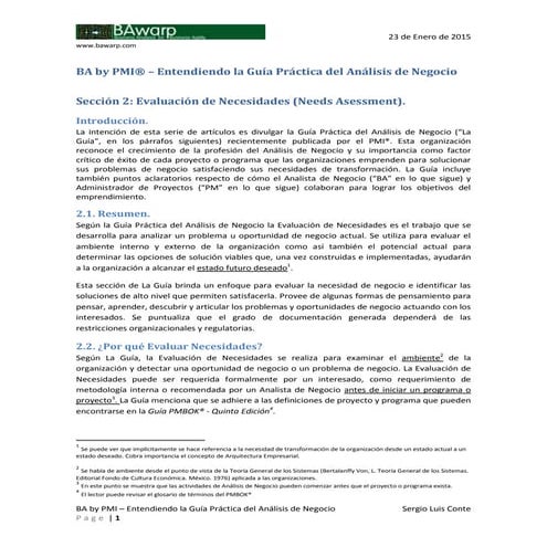 BA by PMI - Seccion 2 - Evaluacion de Necesidades