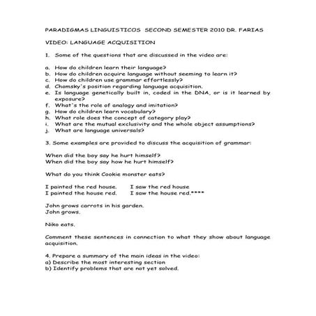 Baby talk video questions