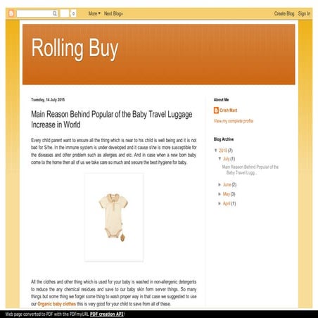 Baby travel luggage, organic baby clothes