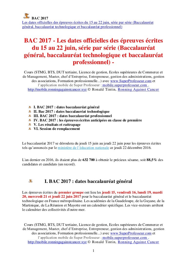 Bac 2017 Les Dates Officielles Des Epreuves Ecrites Du 15 Au 22 Jui