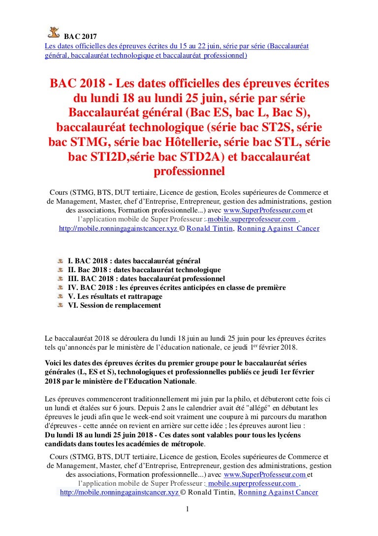 Bac 2018 Les Dates Officielles Des Epreuves Ecrites Du 18 Au 25 Jui