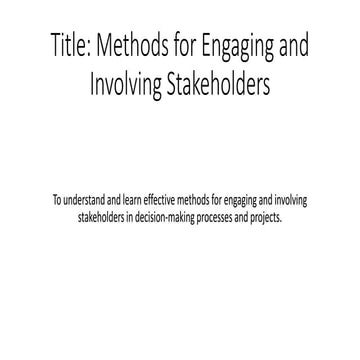 Identifying and Engaging Firms' Stakeholders