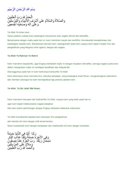 Bacaan Doa Majlis Yang Mudah Dan Ringkas