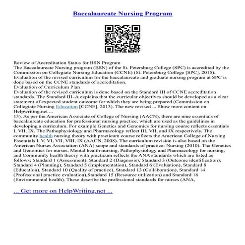 Baccalaureate Nursing Program