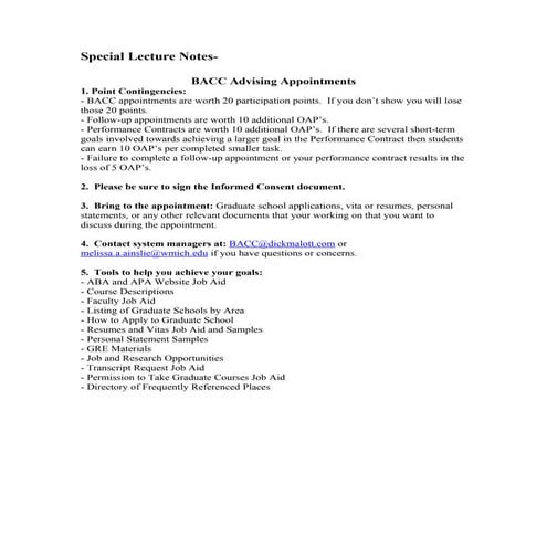 Bacc special lecture details