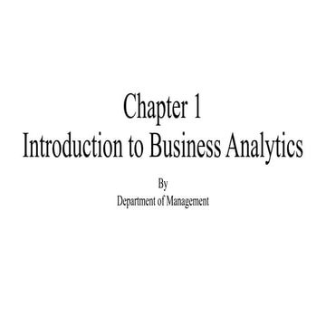 Introduction to Business Analytics | PDF
