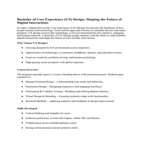 Bachelor of User Experience (UX) Design_ Shaping the Future of Digital Intera...
