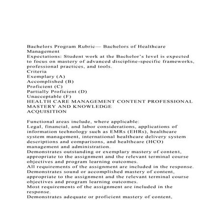 Bachelors Program Rubric— Bachelors of Healthcare Management.docx