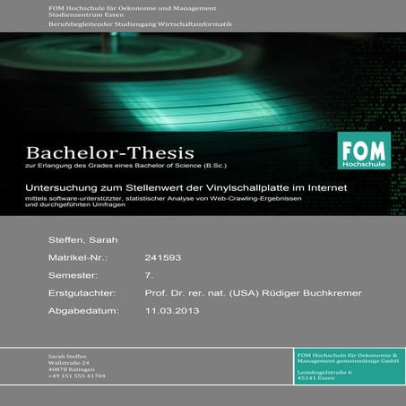 Untersuchung zum Stellenwert der Vinylschallplatte im Internet