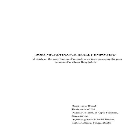 Microfinance in Bangladesh and the Myth of Women Empowerment 