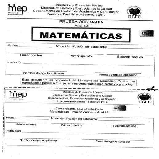 Bachillerato técnicos setiembre 2017