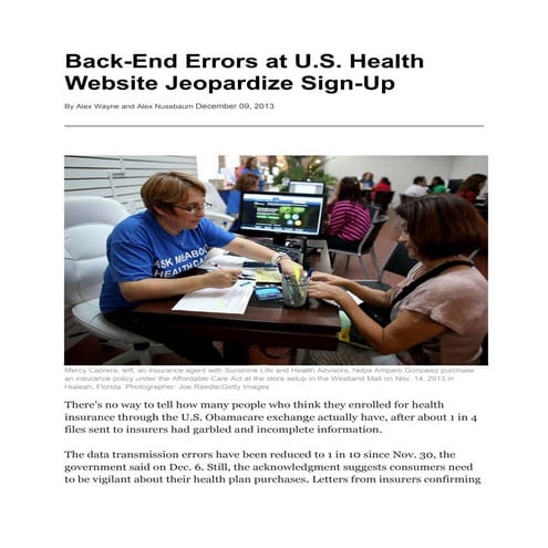 Back end errors at u.s. health website jeopardize sign-up-hCentive news