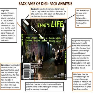 Back cover of digi pack analysis