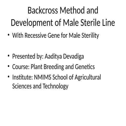 Backcross Breeding Method | PPTX