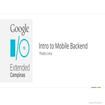 Backend em aplicações Android - Google I/O 2015