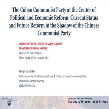 The Cuban Communist Party at the Center of Political and Economic Reform: Cur...