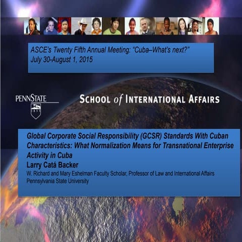 Global Corporate Social Responsibility (GCSR) Standards With Cuban Characteri...