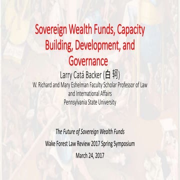Sovereign Wealth Funds, Capacity Building, Development, and Governance 