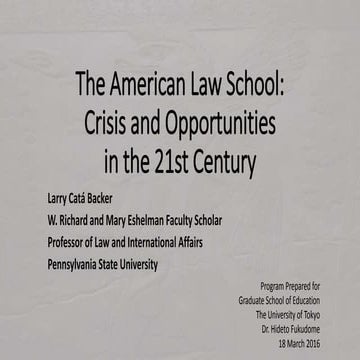 Crisis and Challenge in AMerican Legal Educaton