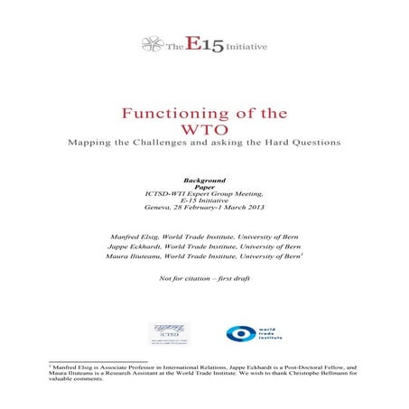 Background Paper: E15 Functioning of the WTO (draft)